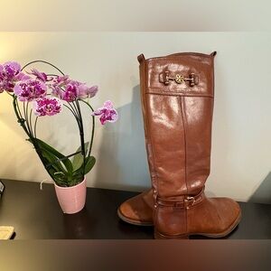 Tory Burch Brown Leather Riding Boots